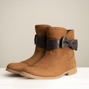 UGG Ankle Boots With Bow Brown Suede Y5 / W6.5 Coquette Girly Cute Preppy Vibes